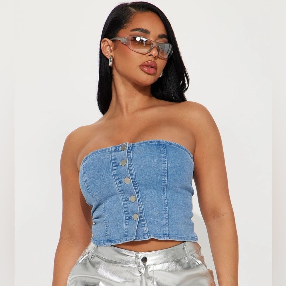 FASHION NOVA Strapless denim  tube top